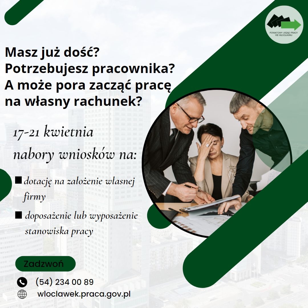 Kolejne pieniądze z PUP na dotacje - środki na podjęcie działalności gospodarczej!